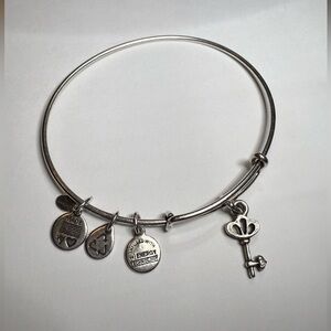 Alex and Ani Expandable Wire Bangle with Skeleton Key